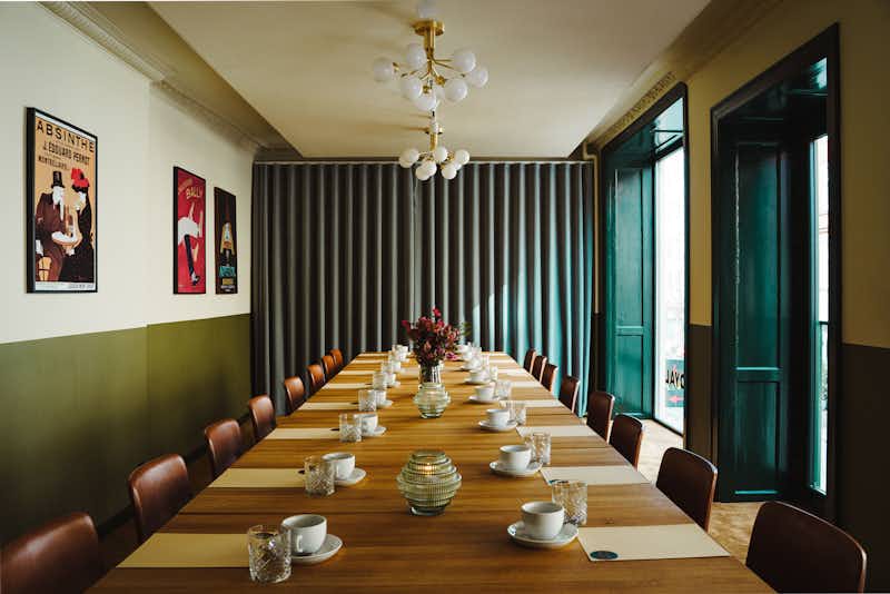 Long table in restaurant